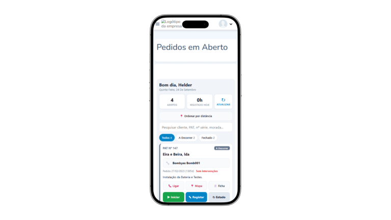 Registo das Intervenções pelos Técnicos | Versão Mobile